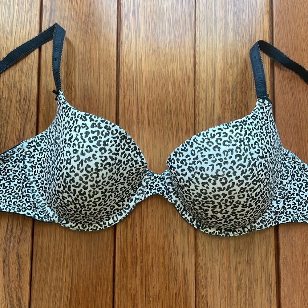 Victoria secret cotton bra 36C cheetah leopard animal print black cream NWOT